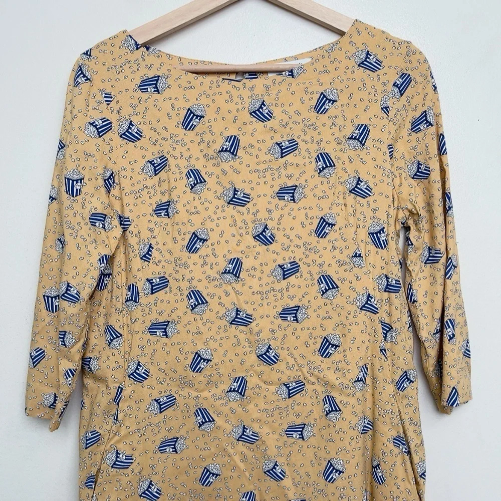 Modcloth Size M Emily And Fin Popcorn Printover Three Quarter Sleeve Shift Dress - Picture 2 of 10